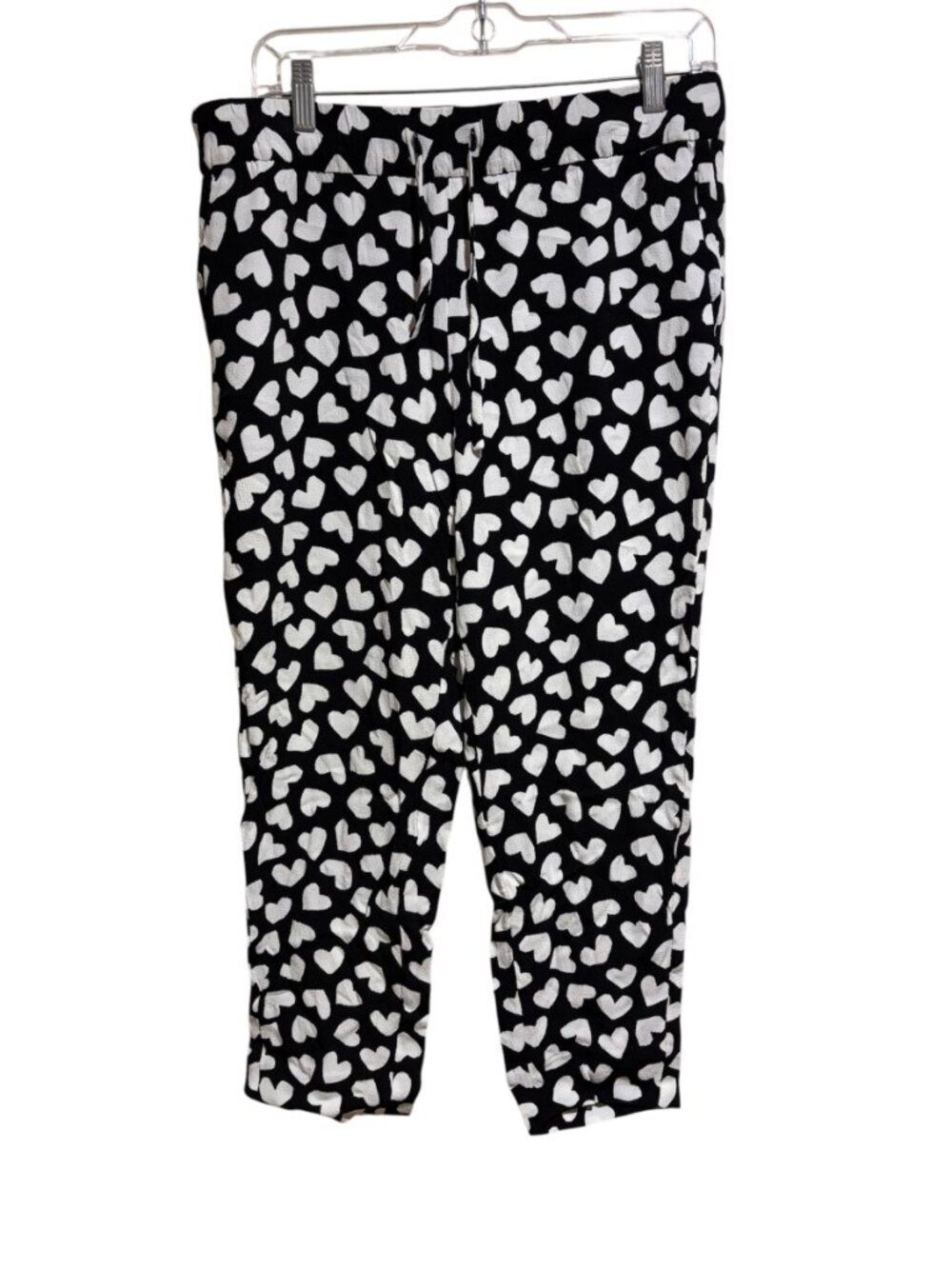 Kate Spade Dancing Hearts Hutton Crop Pants Black White Novelty Print